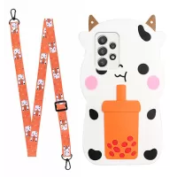Long Lanyard Design TPU Phone Cover for Samsung Galaxy A33 5G, with Special-Shaped Silicone Outer Patch Phone Accessory - Cow