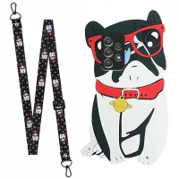 TPU Phone Cover for Samsung Galaxy A53 5G, Special-Shaped Silicone Outer Patch Phone Accessory with Adjustable Long Lanyard - Dog with Glasses