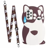 TPU Phone Cover for Samsung Galaxy A53 5G, Special-Shaped Silicone Outer Patch Phone Accessory with Adjustable Long Lanyard - Akita Dog