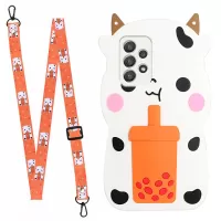 TPU Phone Cover for Samsung Galaxy A53 5G, Special-Shaped Silicone Outer Patch Phone Accessory with Adjustable Long Lanyard - Cow