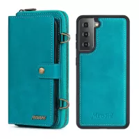MEGSHI 020 Series for Samsung Galaxy S22+ 5G Shoulder Strap Wallet Magnetic Detachable 2-in-1 PU Leather + TPU Mobile Case - Blue