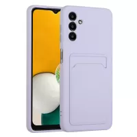 For Samsung Galaxy A13 5G Camera Lens Protection Shockproof TPU Non-Slip Phone Case with Card Holder - Light Purple