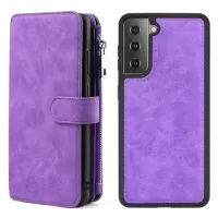 MEGSHI 007 Series for Samsung Galaxy S22+ 5G, Magnetic Closure Shockproof Anti-scratch 2-in-1 Detachable Magnetic Multi-function Wallet PU Leather Phone Case Shell - Purple