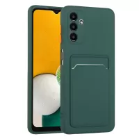 For Samsung Galaxy A13 5G Camera Lens Protection Shockproof TPU Non-Slip Phone Case with Card Holder - Dark Green