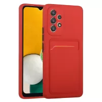 For Samsung Galaxy A53 5G Card Holder Slot Soft TPU Shockproof Anti-Scratch Case Case with Camera Lens Protection - Red