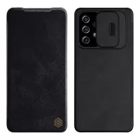 NILLKIN Qin Series Sliding Camera Cover PU Leather Case for Samsung Galaxy A53 5G, Card Holder Folio Flip Shell - Black