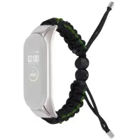 For Xiaomi Mi Band 5/6 Replacement Wrist Band Drawstring Design Adjustable Nylon Rope Watch Strap - Black/Green