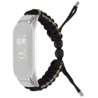 For Xiaomi Mi Band 5/6 Replacement Wrist Band Drawstring Design Adjustable Nylon Rope Watch Strap - Black/Grey