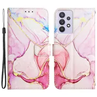 YB Pattern Printing Series-5 for Samsung Galaxy A32 5G Marble Pattern Magnetic PU Leather Folio Flip Case Wallet Design Stand Flip Cover with Strap - Rose Gold LS005