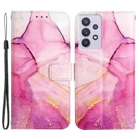 YB Pattern Printing Series-5 for Samsung Galaxy A32 5G Marble Pattern Magnetic PU Leather Folio Flip Case Wallet Design Stand Flip Cover with Strap - Pink Purple Gold LS001
