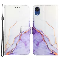 YB Pattern Printing Series-5 for Samsung Galaxy A03 Core Wallet Phone Case Shockproof Pattern Printed PU Leather Folio Flip Stand Cover - White/Purple