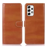 For Samsung Galaxy A53 5G Crazy Horse Texture PU Leather Cover Wallet Style Stand Shockproof Soft TPU Interior Shell - Brown