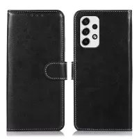 For Samsung Galaxy A53 5G Crazy Horse Texture PU Leather Cover Wallet Style Stand Shockproof Soft TPU Interior Shell - Black