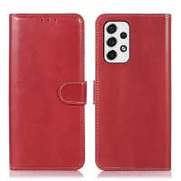 For Samsung Galaxy A53 5G Crazy Horse Texture PU Leather Cover Wallet Style Stand Shockproof Soft TPU Interior Shell - Red