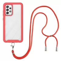 YB PC Series-4 for Samsung Galaxy A53 5G Hard PC + Soft TPU Drop-proof Phone Case with Lanyard - Red
