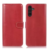 For Samsung Galaxy A13 5G Crazy Horse Texture Anti-scratch Wallet Leather Case Foldable Stand Phone Cover - Red