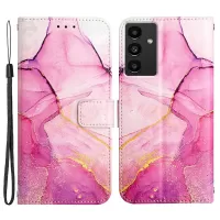 YB Pattern Printing Series-5 for Samsung Galaxy A13 5G Printed Marble Pattern PU Leather Folio Flip Stand Case Wallet Style Magnetic Clasp Shockproof Cover with Strap - Pink Purple Gold LS001