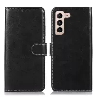 For Samsung Galaxy S22+ 5G Crazy Horse Texture Wallet PU Leather Case Adjustable Stand Flip Phone Cover - Black