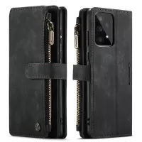 CASEME C30 Series for Samsung Galaxy A53 5G Supporting Stand Design PU Leather Phone Case Shockproof Zipper Pocket Wallet Cover - Black