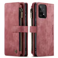 CASEME C30 Series for Samsung Galaxy A53 5G Supporting Stand Design PU Leather Phone Case Shockproof Zipper Pocket Wallet Cover - Red