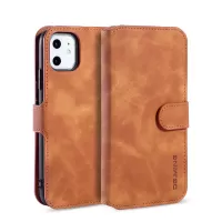 DG.MING Retro Style Wallet Leather Stand Case for iPhone 11 6.1-inch (2019) - Brown