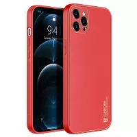 DUX DUCIS YOLO Series Electroplating PU Leather Coated TPU PC Combo Anti-Scratch Case for iPhone 12 Pro Max 6.7-inch - Red