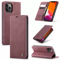 CASEME 013 Series Wallet Auto-absorbed Leather Flip Case for iPhone 12 Pro Max 6.7 inch - Wine Red