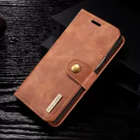 DG.MING For Samsung Galaxy S9 SM-G960 Detachable 2-in-1 Anti-scratch Split Leather Wallet Case + PC Back Case - Brown