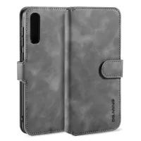 DG.MING Retro Style Wallet Leather Stand Case for Samsung Galaxy A50/A50s/A30s - Grey