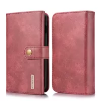 DG.MING Split Leather Wallet Style Case for Samsung Galaxy S10 Plus - Red