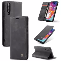 CASEME 013 Series Auto-absorbed Leather Wallet Stand Case for Samsung Galaxy A70 - Black