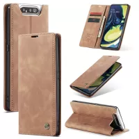 CASEME 013 Series Auto-absorbed Business Leather Wallet Stand Phone Shell for Samsung Galaxy A80/A90 - Light Brown