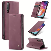 CASEME 013 Series Auto-absorbed Leather Wallet Stand Case for Samsung Galaxy A70 - Wine Red
