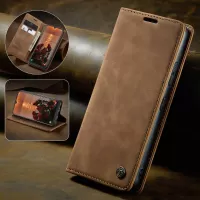 CASEME 013 Series Folio Flip Auto-absorbed Leather Wallet Stand Case for Samsung Galaxy A40 - Brown