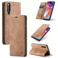 CASEME 013 Series Auto-absorbed Leather Wallet Stand Case for Samsung Galaxy A70 - Brown