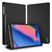 DUXDUCIS Domo Series Cloth Texture Tri-fold Stand PU Leather Smart Case for Samsung Galaxy Tab A 8.0 (2019) with S Pen P200 P205 - Black