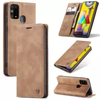 CASEME 013 Series Auto-absorbed Leather Shell for Samsung Galaxy M31 - Brown