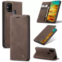 CASEME 013 Series Auto-absorbed Leather Shell for Samsung Galaxy M31 - Coffee