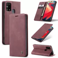 CASEME 013 Series Auto-absorbed Leather Shell for Samsung Galaxy M31 - Wine Red