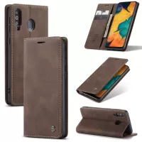 CASEME 013 Series Auto-absorbed Leather Flip Cover Wallet Case for Samsung Galaxy M30/A40s - Coffee