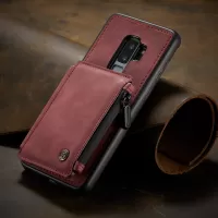 CASEME C20 Zipper Pocket Card Slots PU Leather Coated TPU Phone Shell for 	Samsung Galaxy S9 Plus - Red