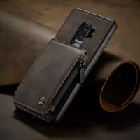 CASEME C20 Zipper Pocket Card Slots PU Leather Coated TPU Phone Shell for 	Samsung Galaxy S9 Plus - Coffee