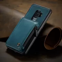 CASEME C20 Zipper Pocket Card Slots PU Leather Coated TPU Phone Shell for 	Samsung Galaxy S9 Plus - Blue