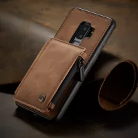 CASEME C20 Zipper Pocket Card Slots PU Leather Coated TPU Phone Shell for 	Samsung Galaxy S9 Plus - Brown