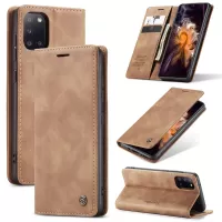 CASEME 013 Series Auto-absorbed Simple Leather Flip Cover for Samsung Galaxy A31 - Brown