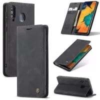CASEME 013 Series Auto-absorbed Leather Flip Cover Wallet Case for Samsung Galaxy M30/A40s - Black