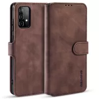 DG.MING Retro Style Phone Case for Samsung Galaxy A52 4G/5G / A52s 5G Scratch-resistant Leather Wallet Stand Shell - Coffee