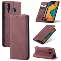 CASEME 013 Series Auto-absorbed Leather Flip Cover Wallet Case for Samsung Galaxy M30/A40s - Wine Red