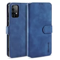 DG.MING Retro Style Phone Case for Samsung Galaxy A52 4G/5G / A52s 5G Scratch-resistant Leather Wallet Stand Shell - Blue