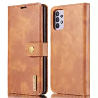 DG.MING Detachable Design Phone Shell PC Split Leather Case Covering for Samsung Galaxy A32 5G/M32 5G - Brown